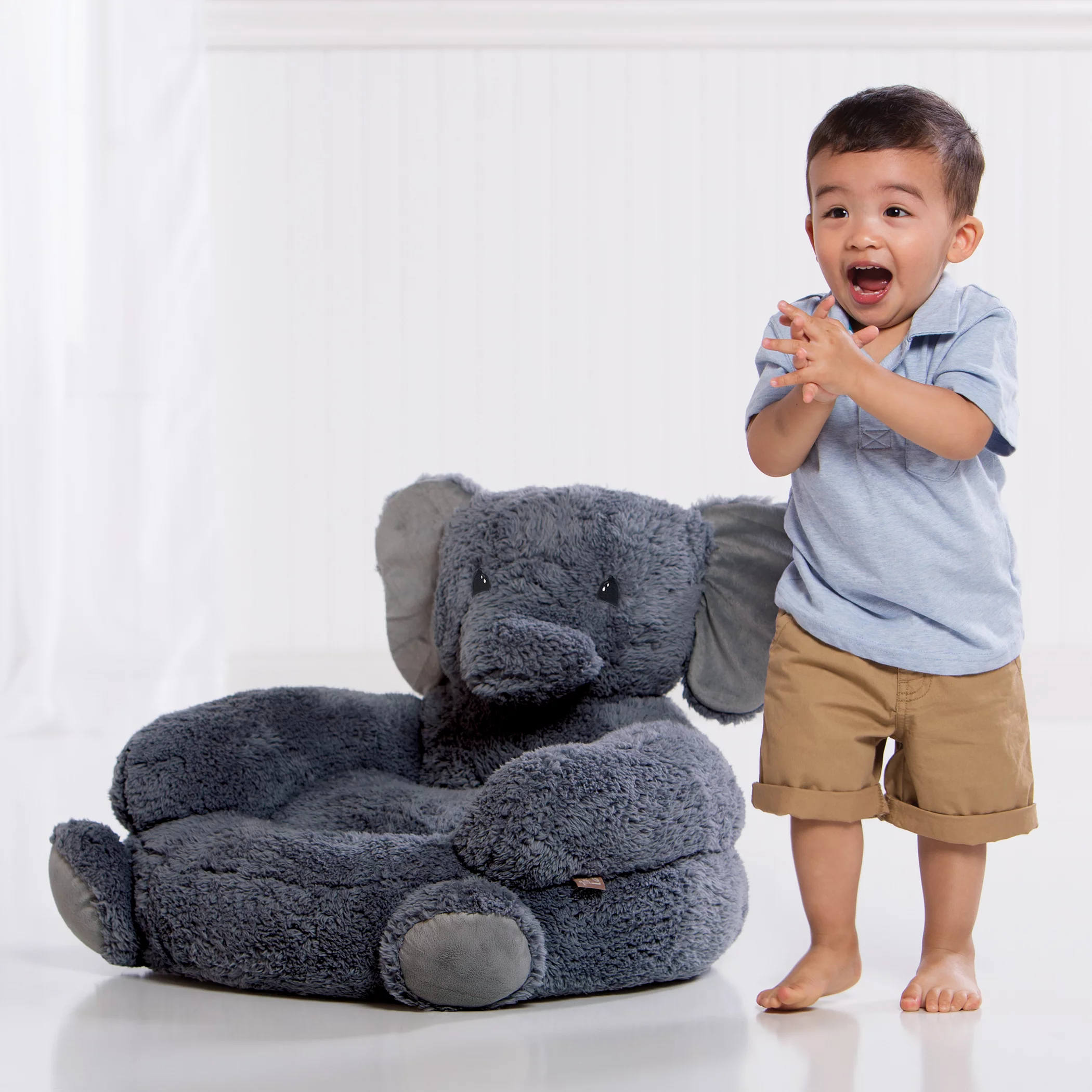 Trend Lab Toddler Plush Gray Elephant Lounge Character Chair