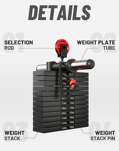 Mikolo Smith Machine, 2200lbs Squat Rack with LAT-Pull Down System & Cable Crossover Machine, Training Equipment with Leg Hold-Down Attachment