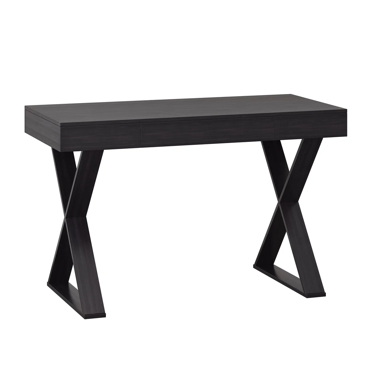 Walter Modern Dark Brown Engineered Wood Farmhouse X-Frame Desk