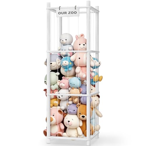 Stuffed Animal Storage & Organizer, Wooden Cute Zoo Toy Holder for Toddler Rooms, Playrooms & Bedrooms