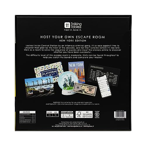 Talking Tables Host Your Own Escape Room Game New York Edition | Interactive Family Games Night | Solve Puzzles and Find Clues to Escape in time | 2-6 Players | Ages 16+ | Moderate Difficulty Level
