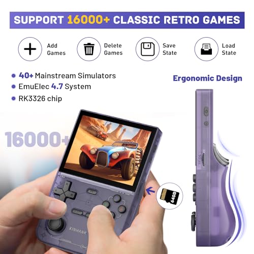 Kinhank K36 Retro Handheld Game Console with 9000+Games,Handheld Retro Game Console,Mini Emulator Handheld with 64GB TF Card,Portable Gaming Console,3.5 Inch IPS Screen(Black)
