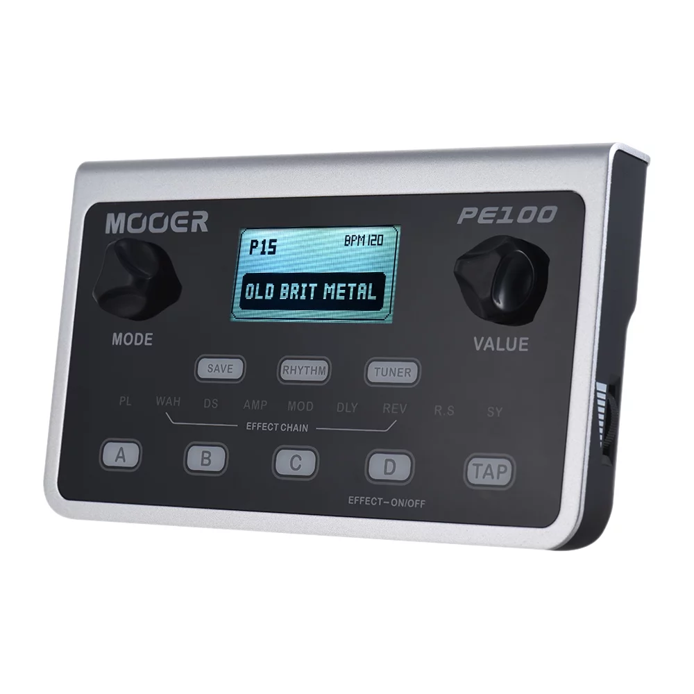 MOOER PE100 Effect Pedal, Portable Multi-effects Processor for Guitar, 39 Effects, 40 Drum Patterns