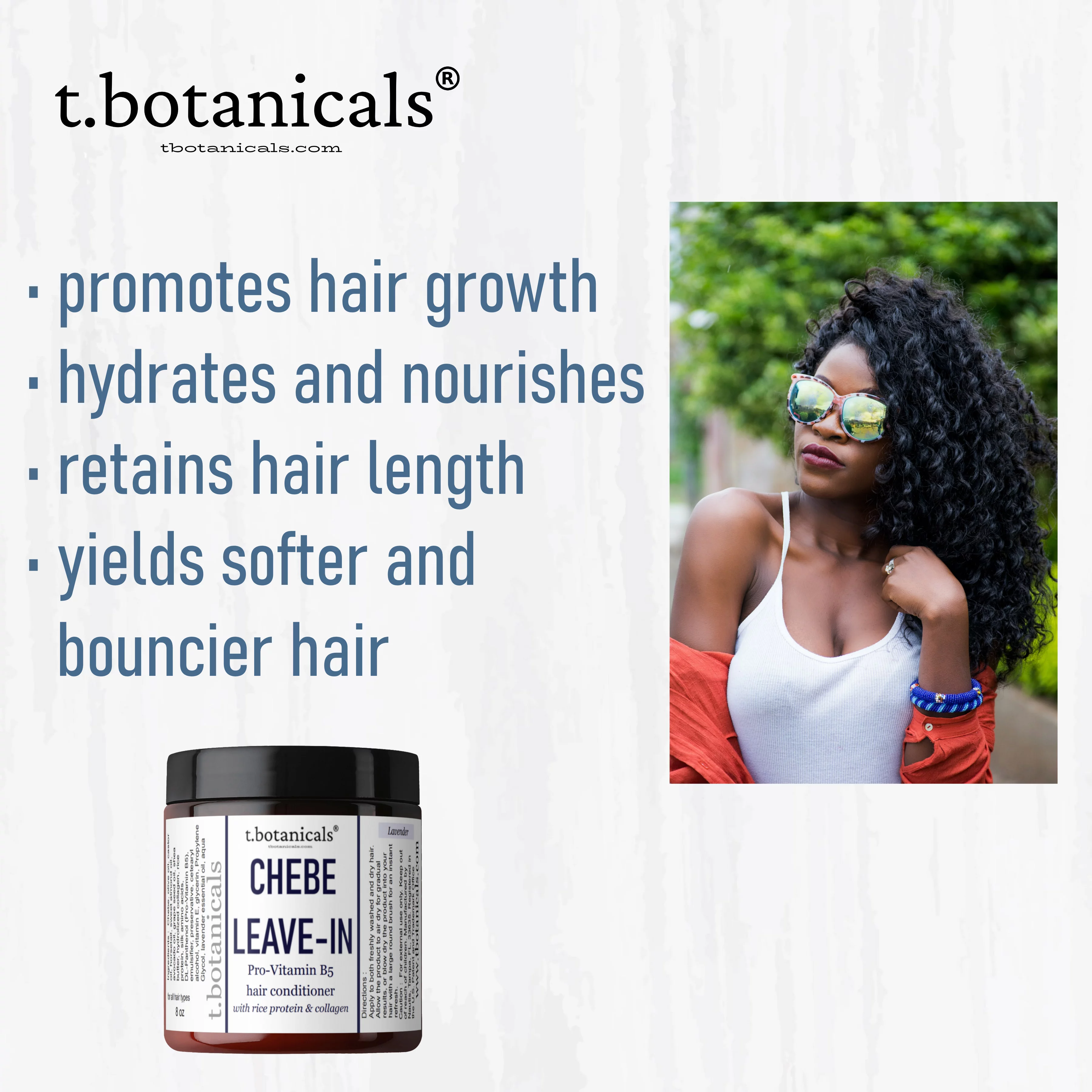 Chebe Leave In Conditioner Hair Growth with Provitamin B5, Thickening Strengthening with Chebe Butter, Chebe Powder, Chebe Oil, Silk Amino Acids, Collagen, 8 oz