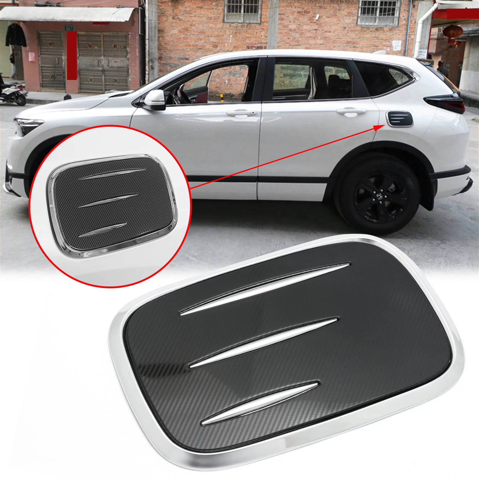 Xotic Tech Carbon Fiber Style Fuel Oil Tank Cover Trim Gas Cap Overlay Lid Decoration For Honda CRV CR-V 2017 2018 2019 2020 2021