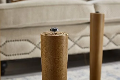 KHBIULIFE Living Room Central Round Table  Farmhouse Round Coffee Table  Round Wooden Rustic Natural Table with Thick Cylindrical Legs (Classic  35.43 X 35.43 X 18.31 in)