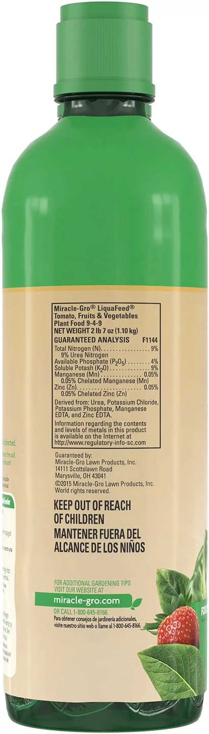 Scotts Miracle Gro 1004402 Liquafeed Tomato, Fruit, & Vegetable Food, 9-4-9, 2-Pk. - Quantity 6