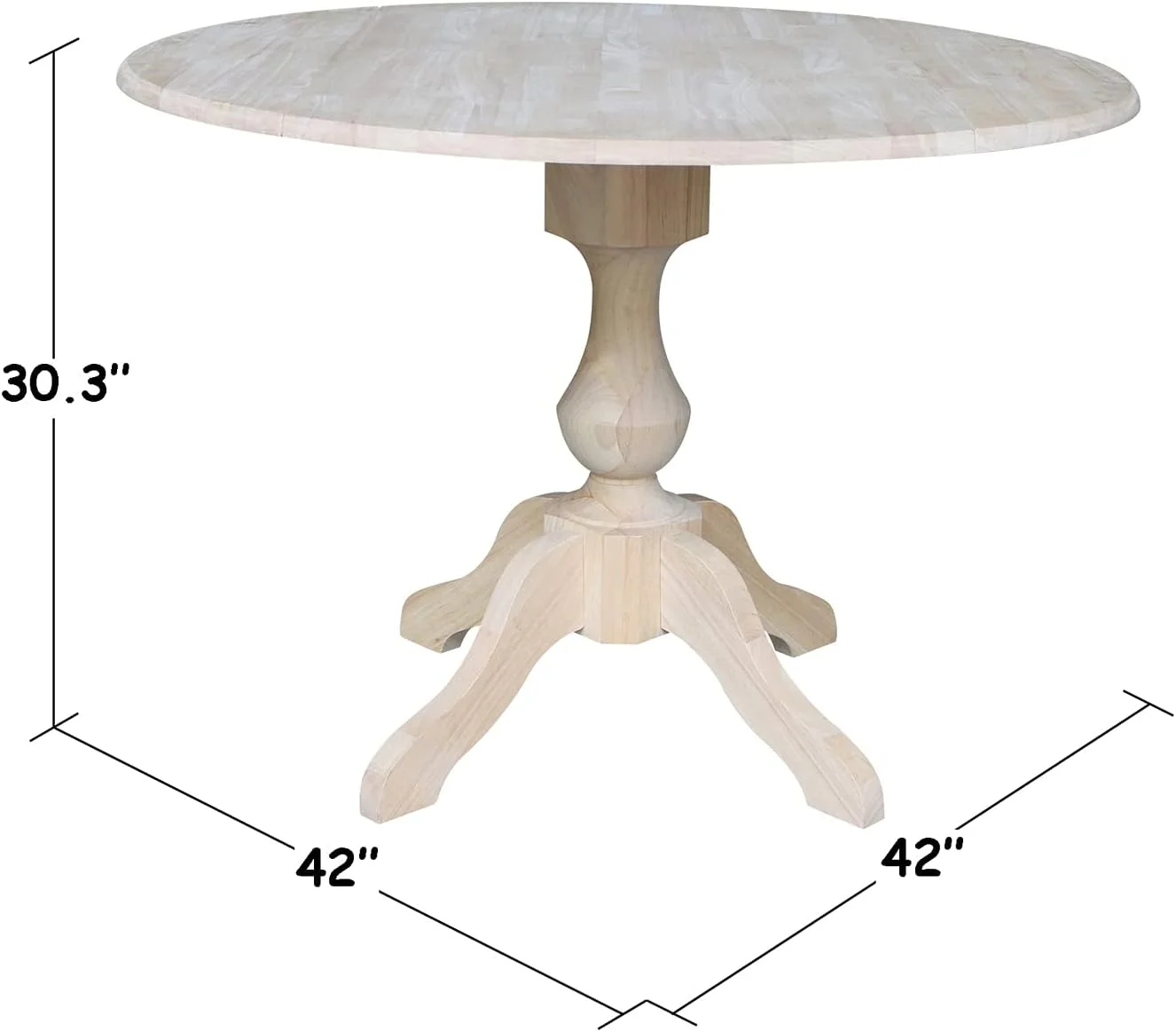 Round Dual Drop Leaf Pedestal Table-30.3