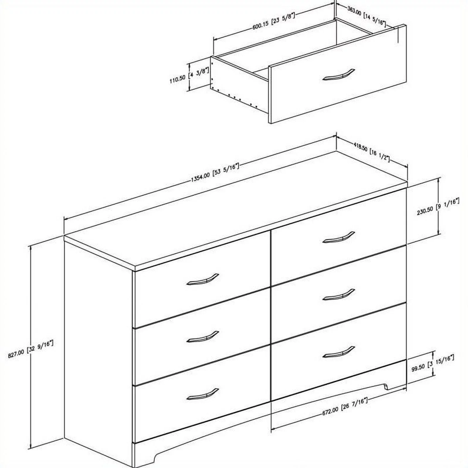 Home Square 2-Piece Set with 5-Drawer Chest and 6-Drawer Double Dresser