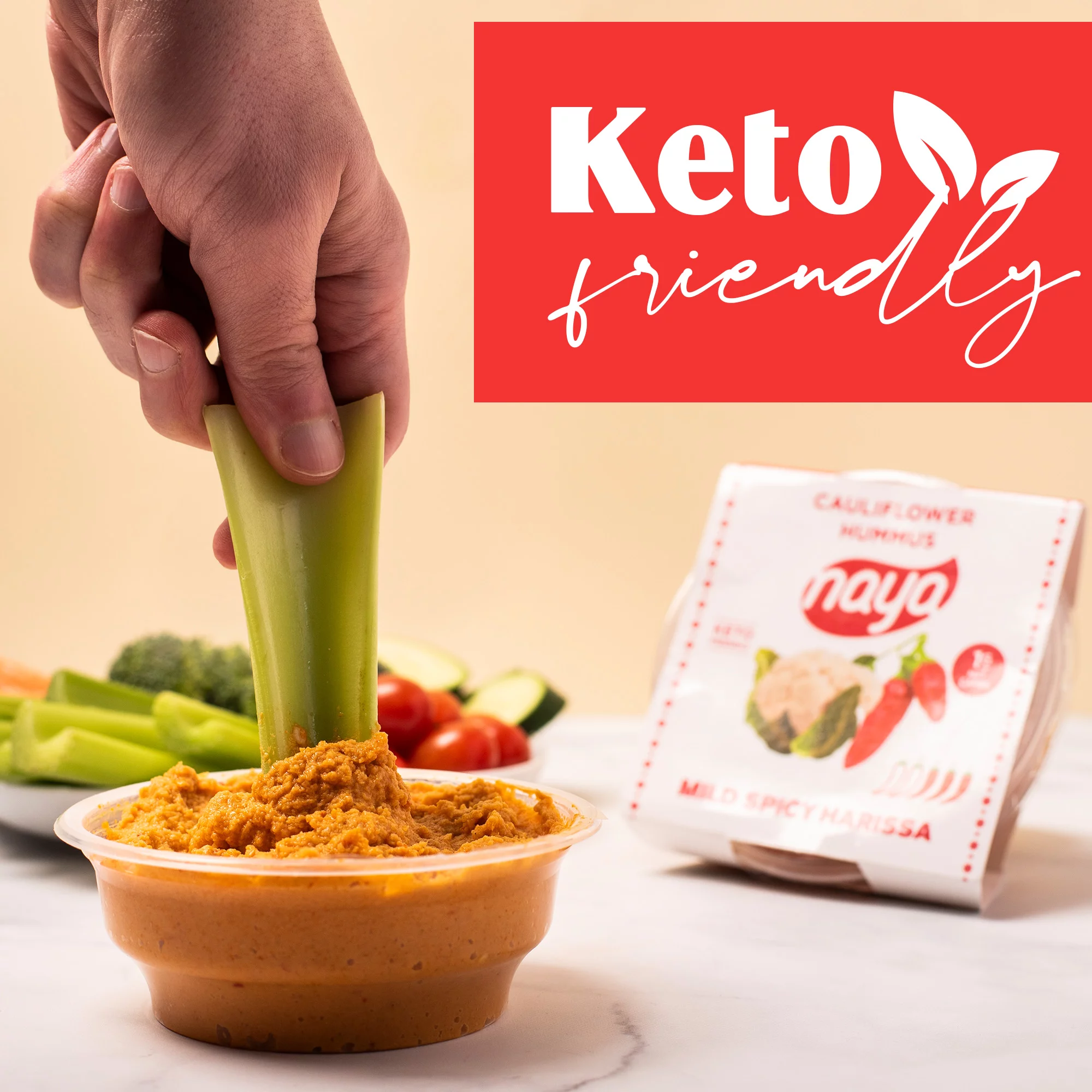 Naya Foods Keto Cauliflower Roasted Red Pepper Hummus