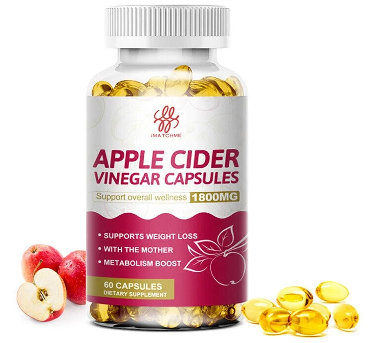 Apple Cider Vinegar Capsules 1800mg with The Mother Weight Loss,Fat Burner 60 Count