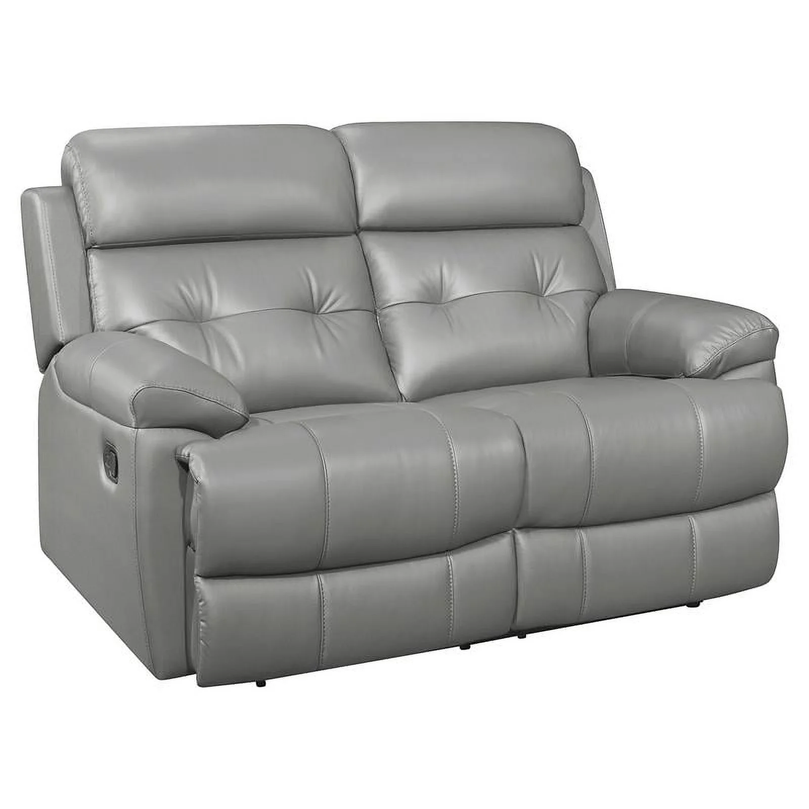 Pemberly Row Modern Leather Double Reclining Love Seat in Gray