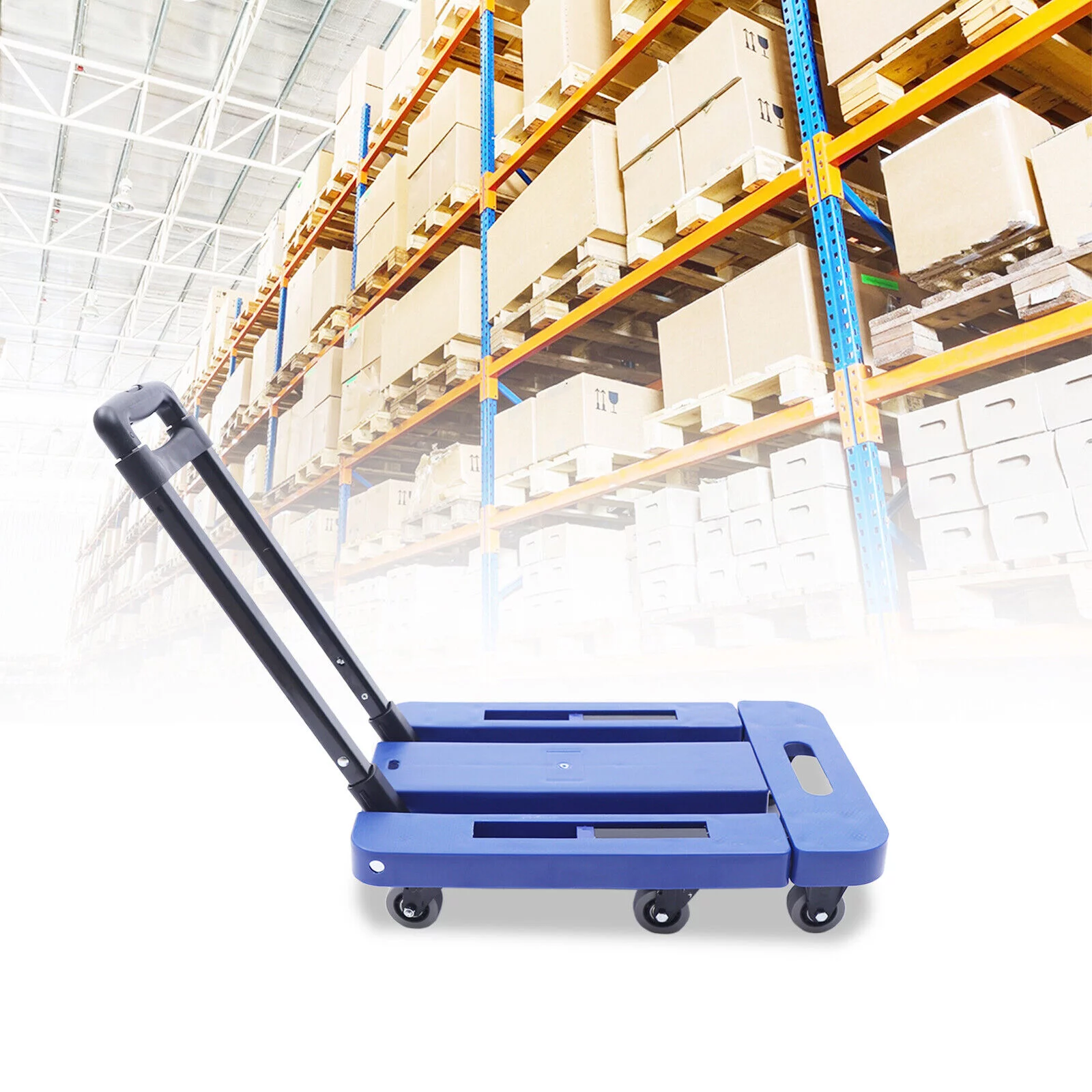 220lbs Carrying Cart Folding Dolly Trolley W/ 6 Wheels