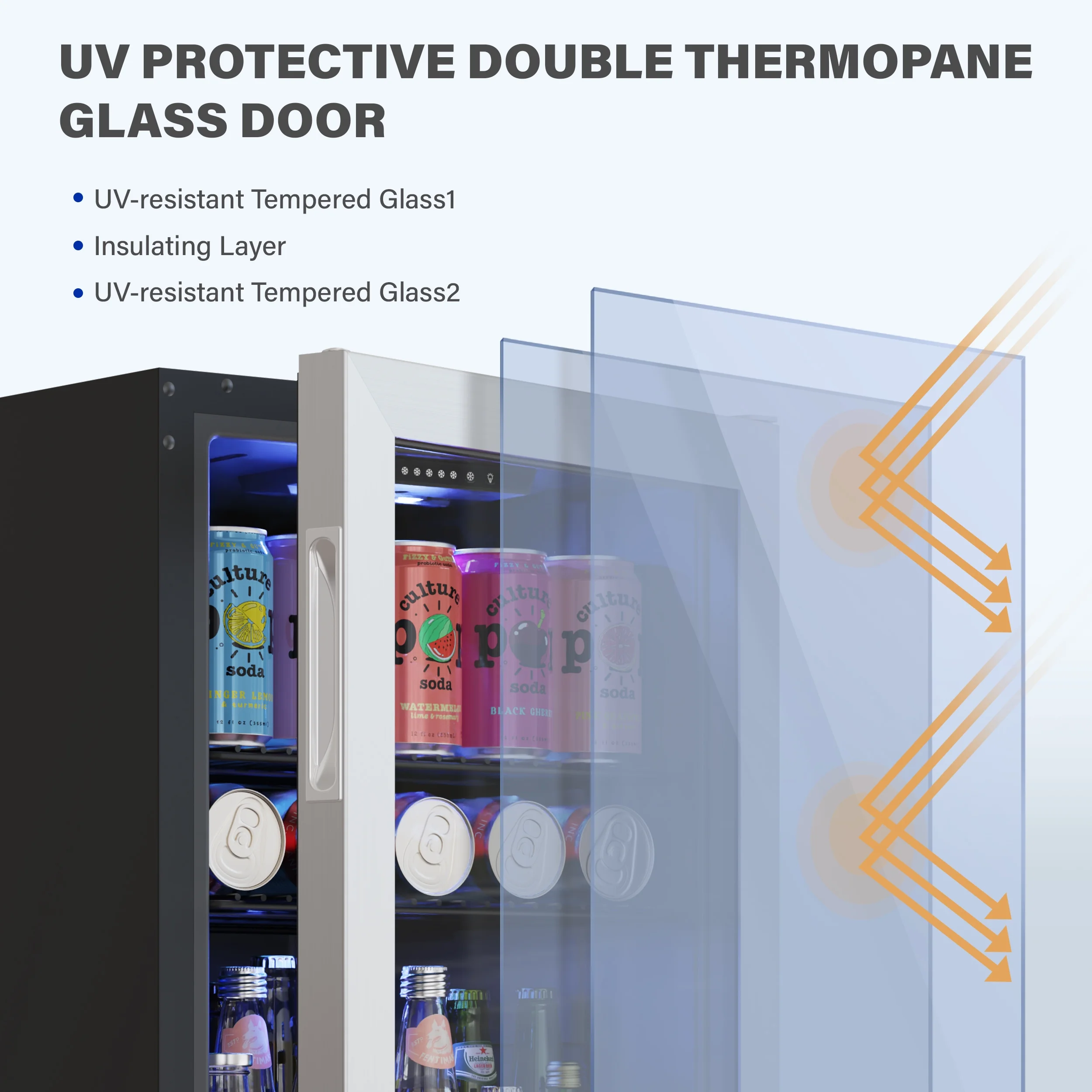 Yeego Beverage Refrigerator Cooler, Freestanding Compact Mini Drink Fridge with Glass Door,95-121 Can