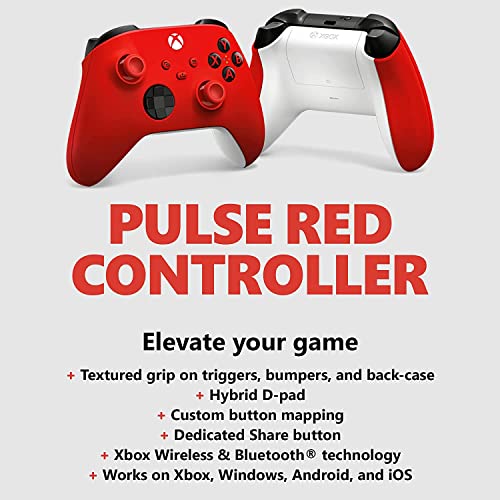 Xbox Core Wireless Gaming Controller – Pulse Red Series X|S, One, Windows PC, Android, and iOS