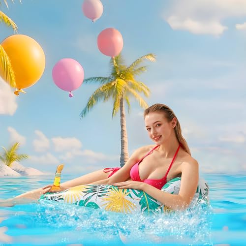4 Pack Pool Floats Adult,OKSUWATER Pool Floaties for Adults with Two Cup Holders Inflatable Pool Floats Chairs, Lake Floats for Adults Toys Applies to Water Play Party