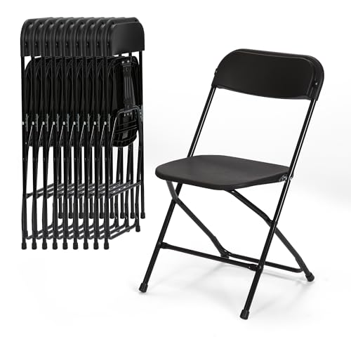 Real Relax 10 Pack Plastic Folding Chair, Lightweight Foldable Chair 350 LB Weight Capacity Commercial Chairs for Office Wedding Party Dinning Events Black