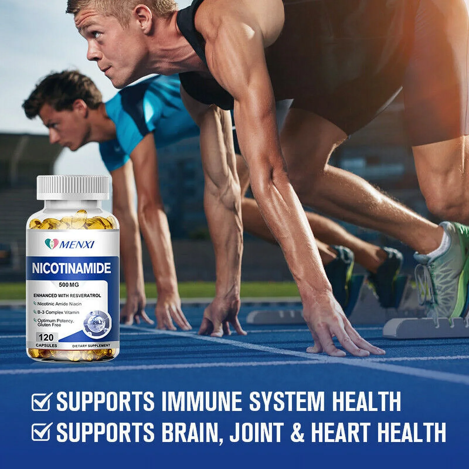 Nicotinamide 500MG Resveratrol, Anti-aging NAD Supplement 120 Capsules