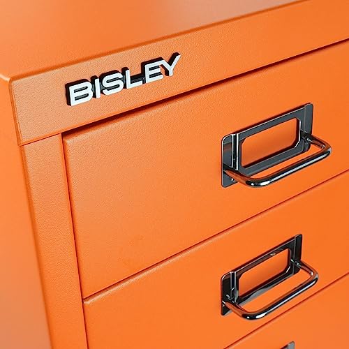 Bisley 10-Drawer Steel MultiDrawer Cabinet - Black, Chrome Pull Handles with Label Holders, Powder-Coated Steel, Removable Drawers, Fits Under Most Desks, Labels Included