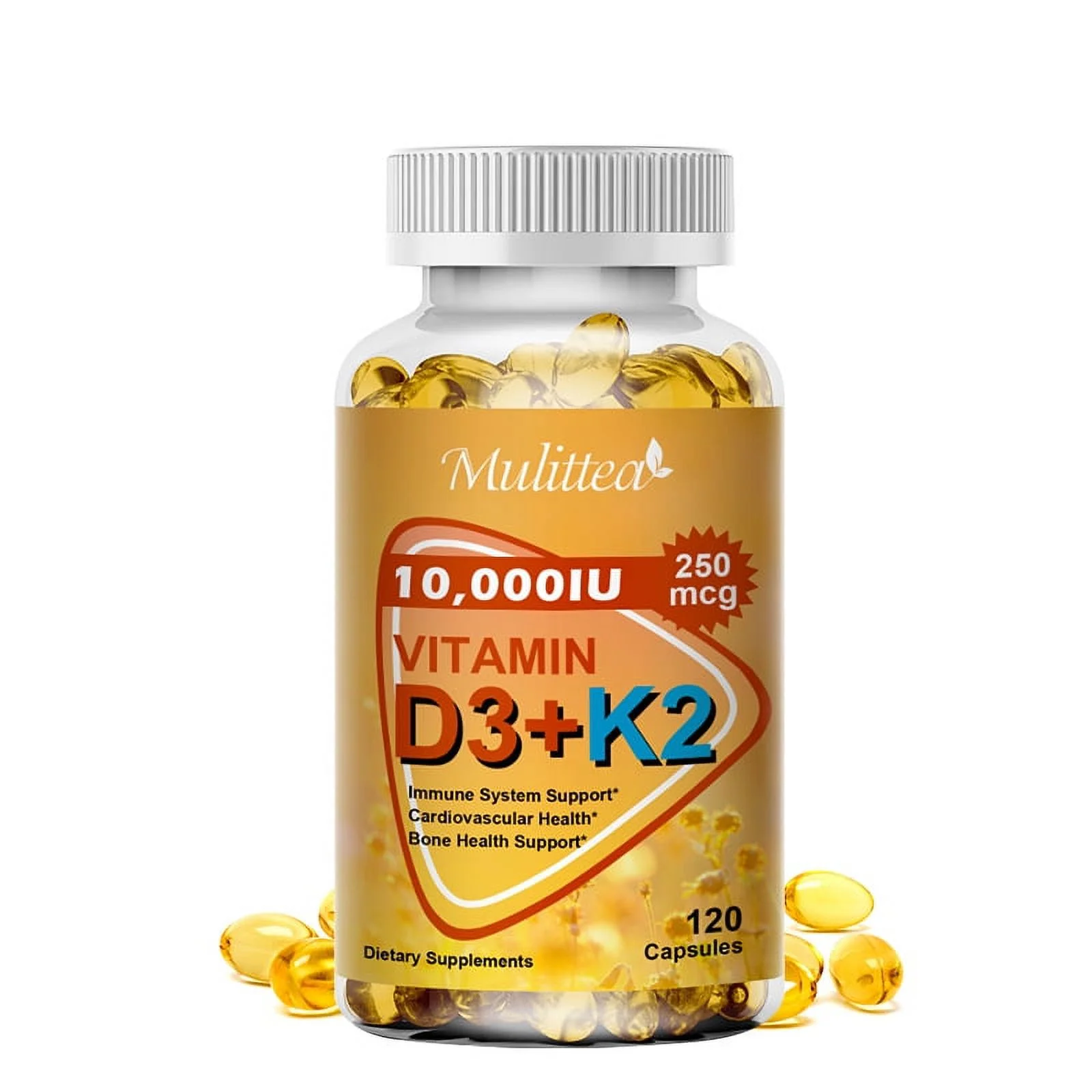 Vitamin K2 (MK7) with D3 10,000 IU Supplement, BioPerine Capsules, Immune Health 120 capsule