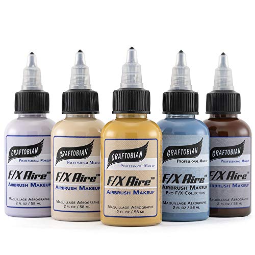 Graftobian F/X Aire Special FX Airbrush Makeup Body Paint - Primary Colors Set (5 Colors)