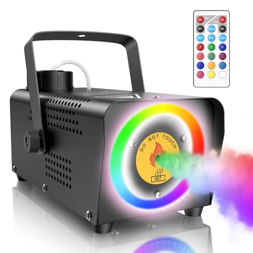 Fansteck Fog Machine, Smoke Machine with 45 LED Lights, 2000CFM Smoke Machine Fog with Wireless Remote Control Portable for Outdoor, Parties, Stage Effect, Indoor, Disco, Halloween, RGB Lighting