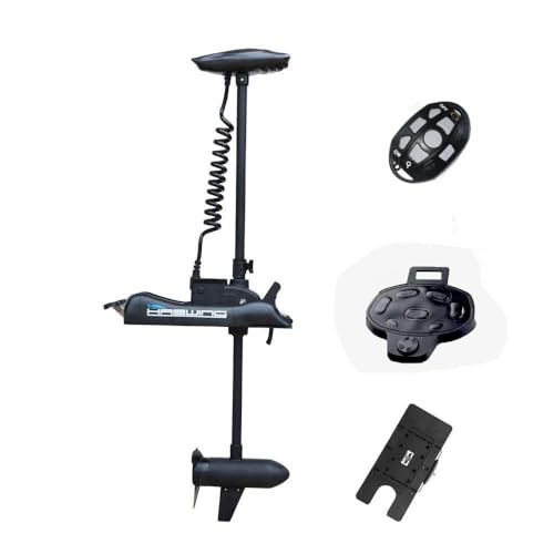 AQUOS HASWING Black 12V55LBS 48inch Bow Mount Trolling Motor with Remote Control, Wired Foot Control, Quick Release Bracket for Inflatable Boat Bass Boat Aluminum Boat Fishing, Freshwater/Saltwater