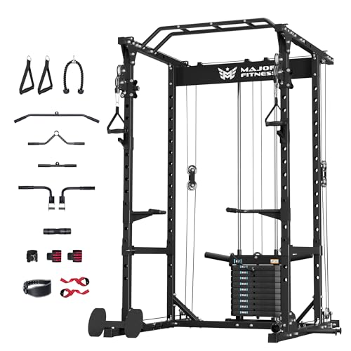 MAJOR FITNESS Drone1 Power Cage - Multi-Function Power Rack for Home Gym, Squat Rack, Cable Crossover System, for Strength Training, Heavy-Duty Steel Construction