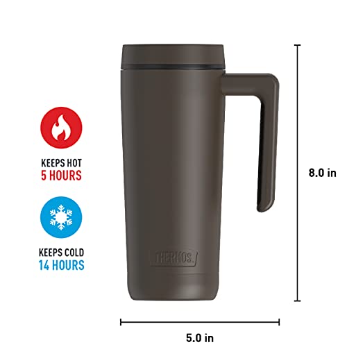 THERMOS ALTA SERIES Stainless Steel Mug 18 Ounce, Matte Steel/Espresso Black
