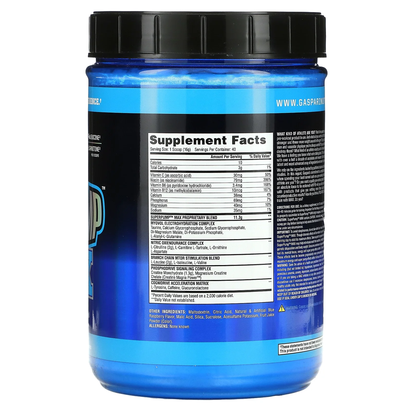 Gaspari Nutrition SuperPump Max Blue Raspberry Ice - 1.41 lbs