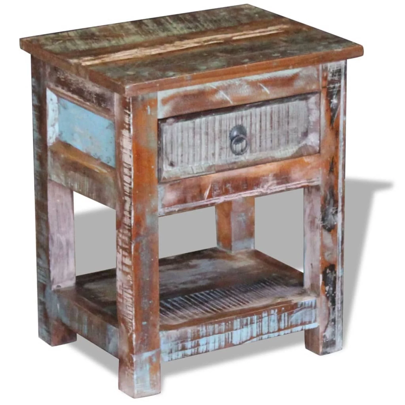 walmeck Side Table with 1 Drawer Solid Reclaimed Wood 17