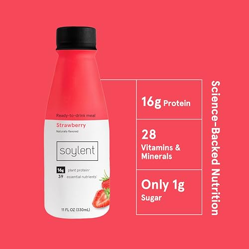 Soylent Complete Meal Replacement Shake, Gingerbread, 16g Complete Protein, Ready-to-Drink Plant Based Protein Drink, 1g Sugar, 11oz (12 Pack)