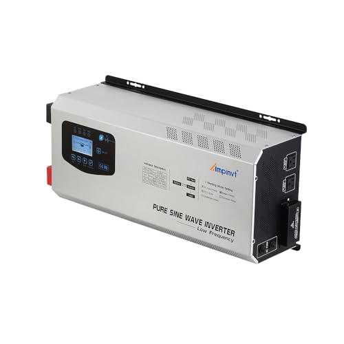 5000W Peak 15000watts Pure Sine Wave Power Inverter 24V DC to 120/240V AC Split Phase with Battery AC Charger,Off Grid Low Frequency Solar Inverter for Home