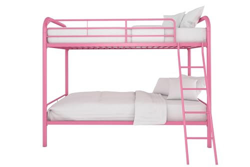 DHP Twin-Over-Futon Convertible Couch and Bed with Metal Frame, Ladder and Guardrails - Black