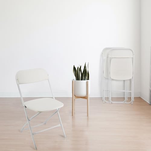 Elama 4 Piece Plastic Folding Chairs 4 Pack Lightweigh Plastic Frame Easy Foldable & Stackable for Office Kitchen Dinning Wedding Patio and Garden (White)