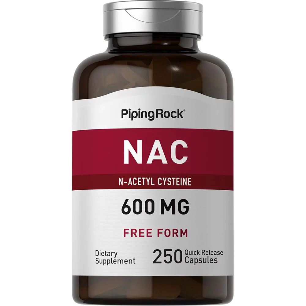 N-Acetyl Cysteine (NAC) 600 mg | 250 Coated Caplets | Non-GMO, Gluten Free | By Piping Rock
