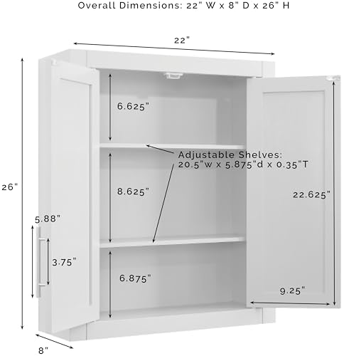 Crosley Furniture Savannah Wall Mounted Bathroom Storage Medicine Cabinet with Shelves, White