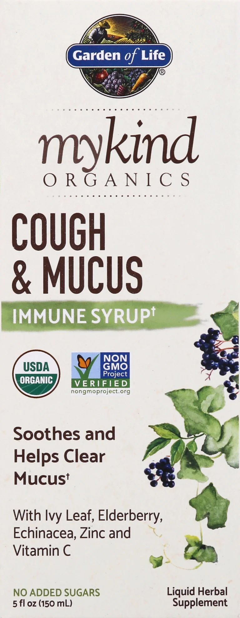 Garden of Life MyKind Organics, Cough & Mucus Immune Syrup, 5 fl oz ( 150 ml)