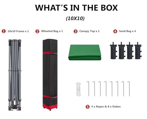 ABCCANOPY Pop Up Canopy - Outdoor Patio Portable Canopy Tent Heavy Duty for Backyard and Deck with 4 Sandbags(White, 10x10)