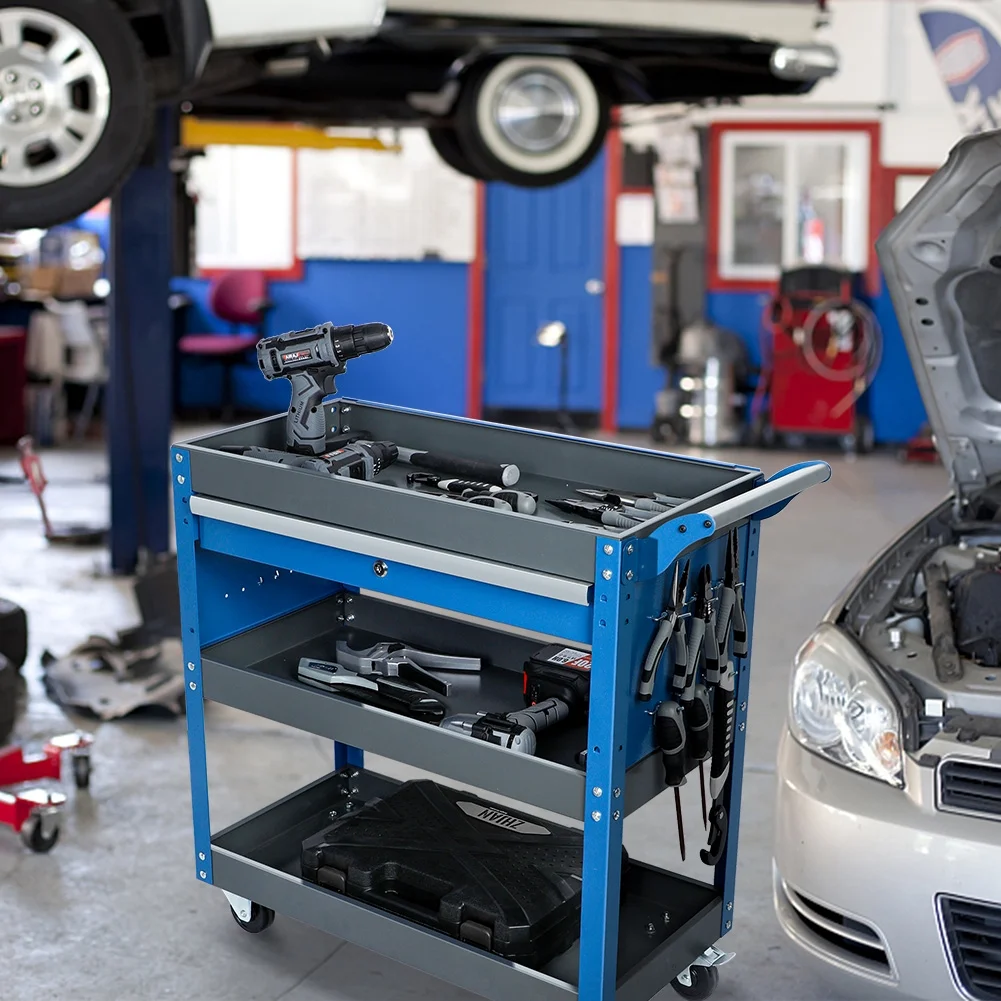 Airaj Tools Trolley for Heavy Duty 3 Tier,with Hanging Plate Hooks Load Capacity 200KG