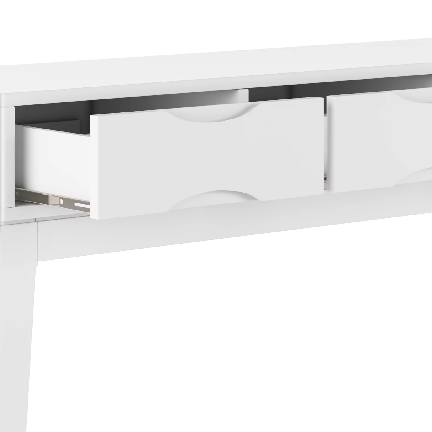 Simpli Home Harper Solid Hardwood 54 inch Wide Mid Century Modern Console Sofa Table in White