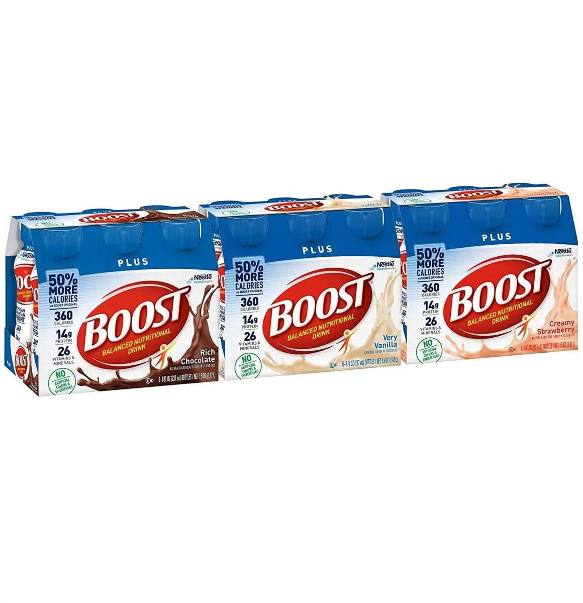 Boost Plus Balanced Nutritional Drink Variety Pack (Plus Vanilla, Chocolate, Strawberry)