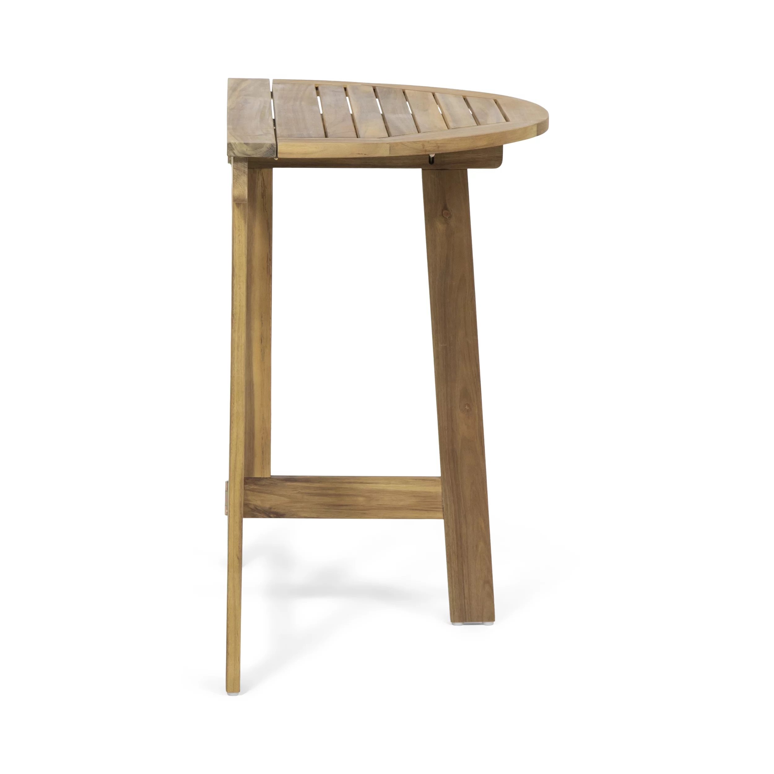 GDF Studio Pavillion Outdoor Acacia Wood Half Round Folding Bistro Table, Natural