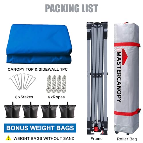 MASTERCANOPY Durable Pop-up Canopy Tent with 1 Sidewall (10'x10',White)