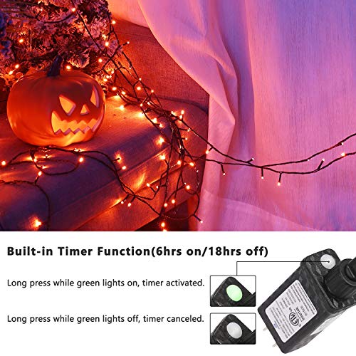 BrizLabs Halloween Lights, 240 LED 78.74ft Orange Lights Purple Lights, 78.74ft 240 LED Halloween Lights, Plug in Halloween Lights String Connectable