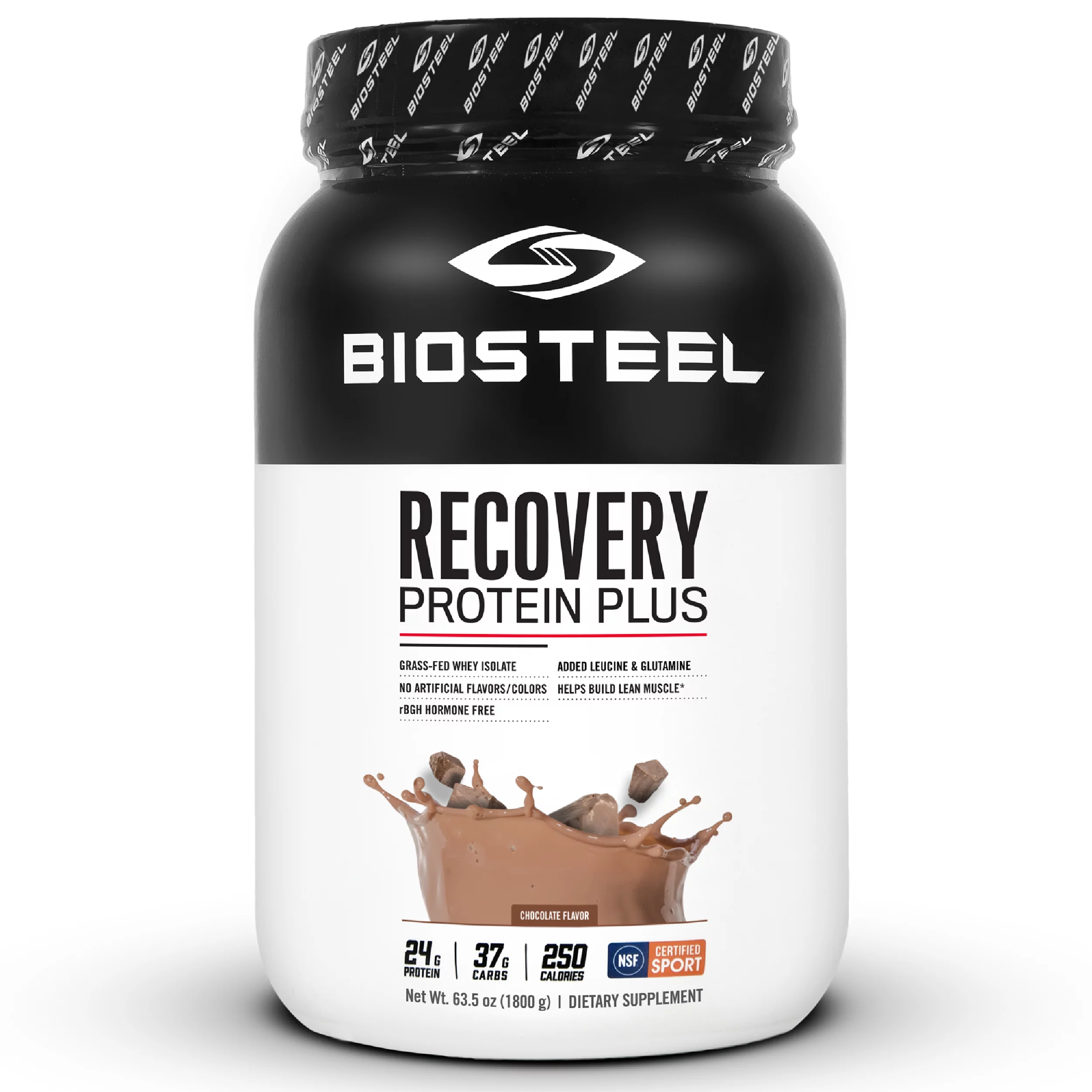 BioSteel Recovery Protein Plus Powder, Grass-Fed and Non-GMO Formula, Chocolate, 27 Servings