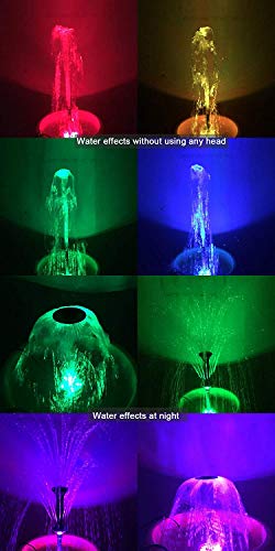 730GPH (2800L/H, 110V/55W) Submersible Pump Fountain with RGB Color Changing Ring Water Fountain Spray Nozzles Kit Multiple Water Patterns Decoration Garden Pond Landscape