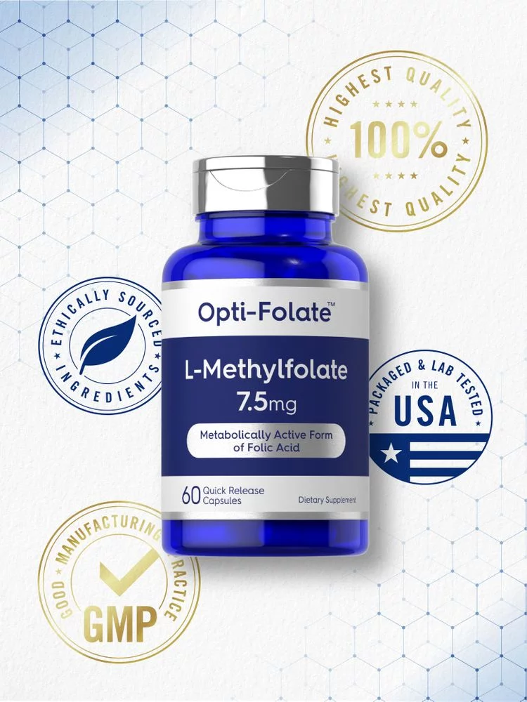 L Methylfolate 7.5 mg | 60 Capsules | Methyl Folate, 5-MTHF | by Opti-Folate