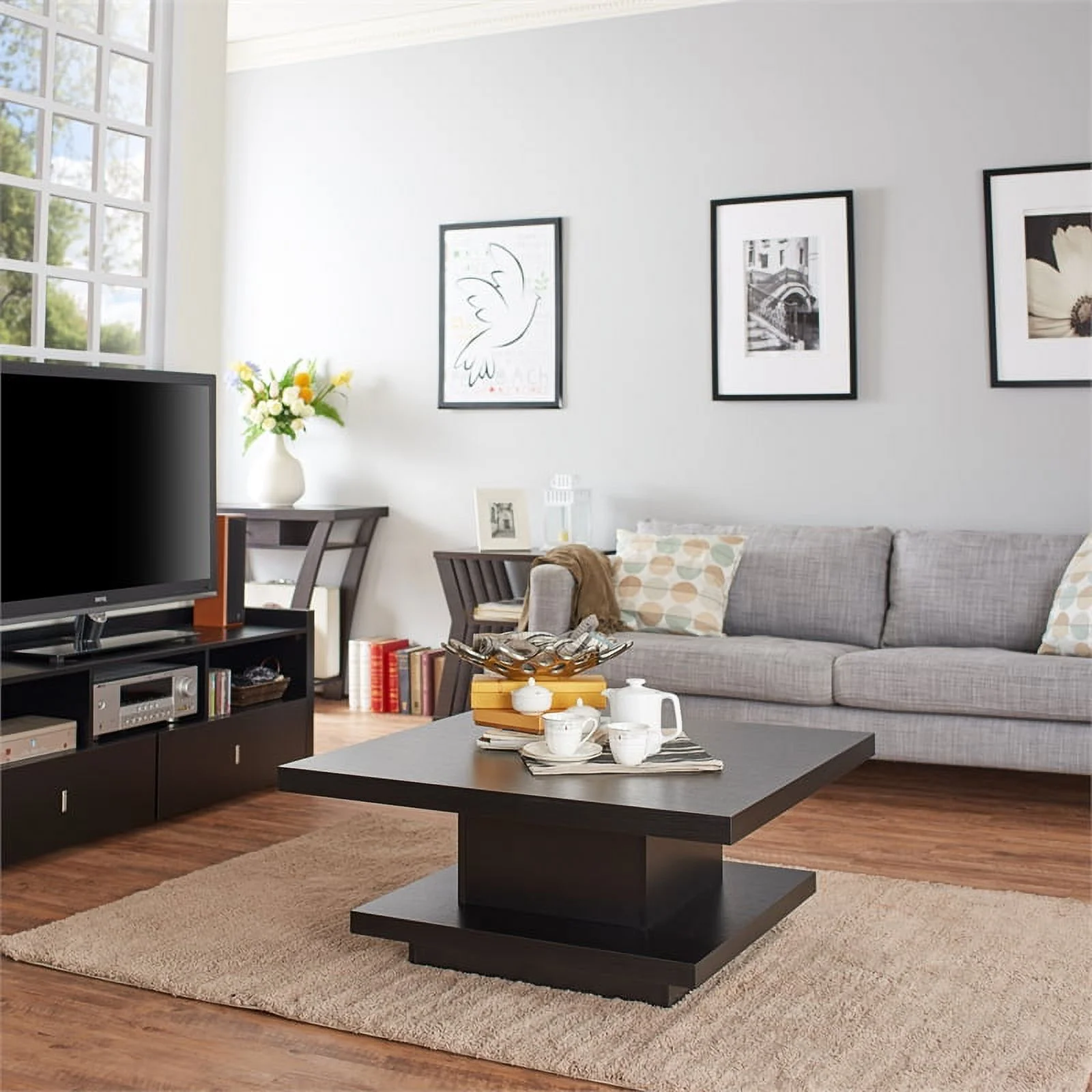 Furniture of America Carenza 3-Piece Wood Coffee Table Set in Black