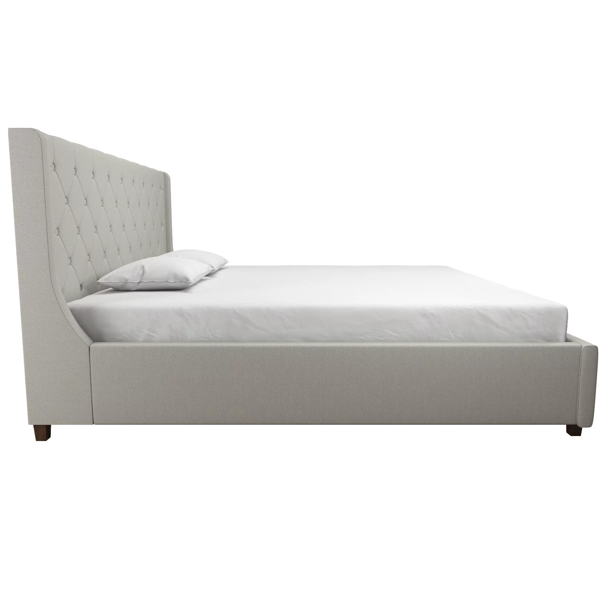 CosmoLiving by Cosmopolitan Mercer Upholstered Bed, Light Gray Linen, King